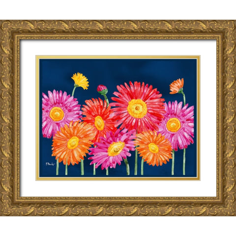 Helena Daisies Horizontal I Gold Ornate Wood Framed Art Print with Double Matting by Brent, Paul