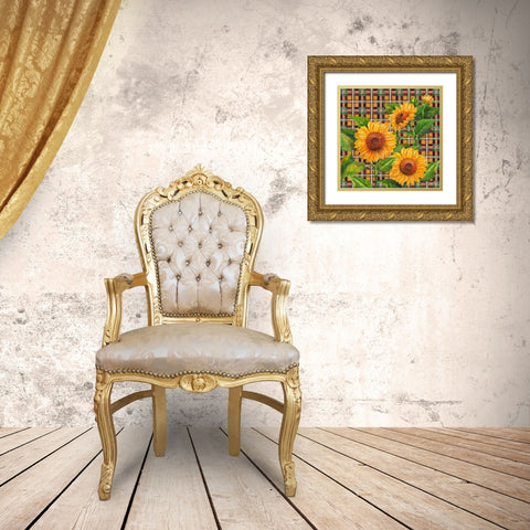 Sunflower Plaid Gold Ornate Wood Framed Art Print with Double Matting by Brent, Paul
