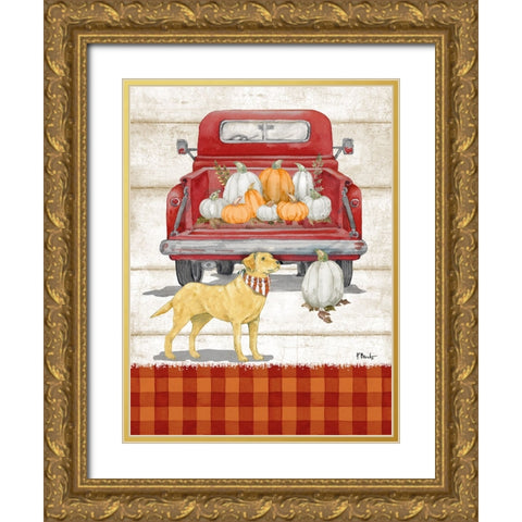 Pup-kin Truck Gold Ornate Wood Framed Art Print with Double Matting by Brent, Paul