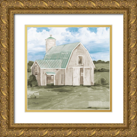 Patina Barn III Gold Ornate Wood Framed Art Print with Double Matting by Brent, Paul