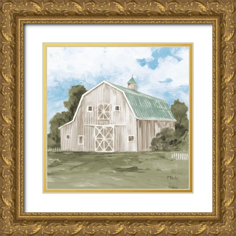 Patina Barn IV Gold Ornate Wood Framed Art Print with Double Matting by Brent, Paul