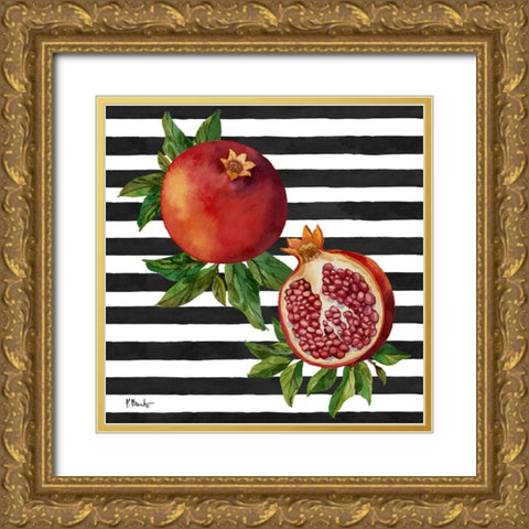 Pomegranate Bunch I - Stripes Gold Ornate Wood Framed Art Print with Double Matting by Brent, Paul
