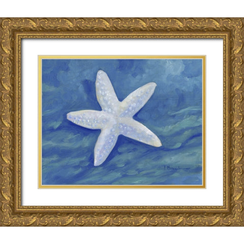 Impressions of Shells II - Starfish - Indigo Gold Ornate Wood Framed Art Print with Double Matting by Brent, Paul