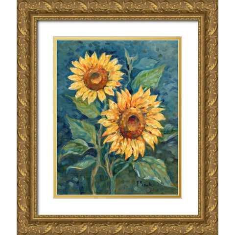 Impressions of Sunflowers I Gold Ornate Wood Framed Art Print with Double Matting by Brent, Paul
