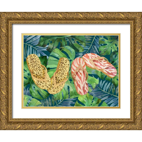 Animal Print Flip Flops Horizontal II Gold Ornate Wood Framed Art Print with Double Matting by Brent, Paul