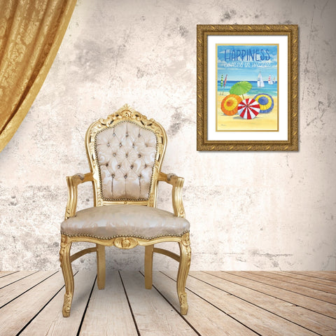 Umbrella Waves Vertical Gold Ornate Wood Framed Art Print with Double Matting by Brent, Paul