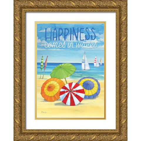 Umbrella Waves Vertical Gold Ornate Wood Framed Art Print with Double Matting by Brent, Paul