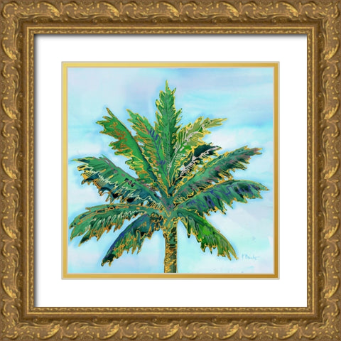 Hana Palm I - Blue Gold Ornate Wood Framed Art Print with Double Matting by Brent, Paul