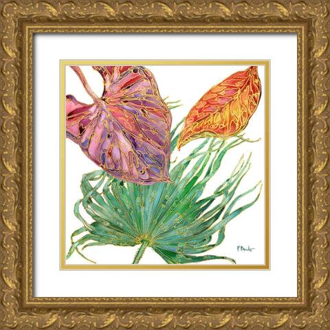 Spectrum Palm Fronds I Gold Ornate Wood Framed Art Print with Double Matting by Brent, Paul