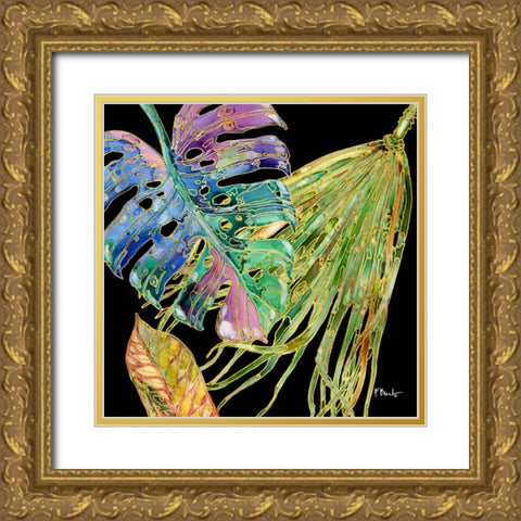 Spectrum Palm Fronds II - Black Gold Ornate Wood Framed Art Print with Double Matting by Brent, Paul