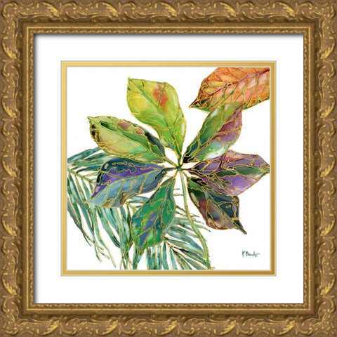 Spectrum Palm Fronds III Gold Ornate Wood Framed Art Print with Double Matting by Brent, Paul