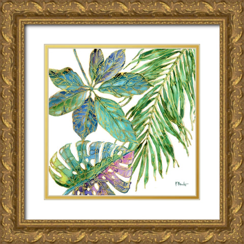 Spectrum Palm Fronds IV Gold Ornate Wood Framed Art Print with Double Matting by Brent, Paul