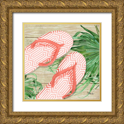Frond Flip Flops III Gold Ornate Wood Framed Art Print with Double Matting by Brent, Paul