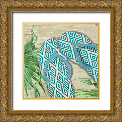 Frond Flip Flops IV Gold Ornate Wood Framed Art Print with Double Matting by Brent, Paul