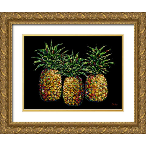 Valera Pineapples Horizontal Gold Ornate Wood Framed Art Print with Double Matting by Brent, Paul