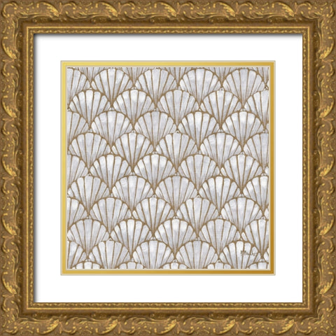 Deco Shell Pattern Gold Ornate Wood Framed Art Print with Double Matting by Brent, Paul