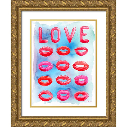 Lovers Day Vertical I - Watercolor Gold Ornate Wood Framed Art Print with Double Matting by Brent, Paul