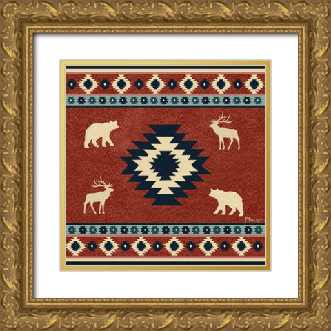 Aztec Lodge IV Gold Ornate Wood Framed Art Print with Double Matting by Brent, Paul