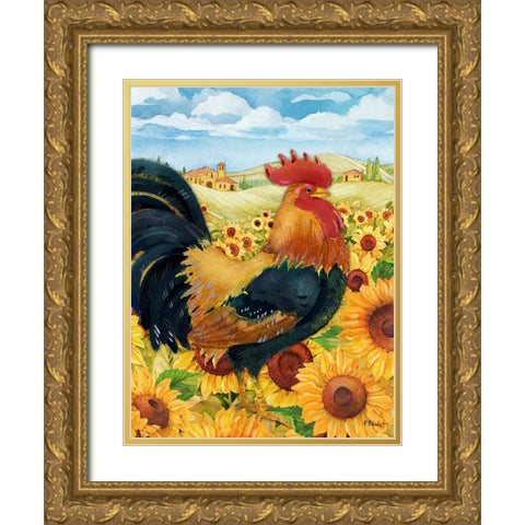 Sunflower Roost Vertical Gold Ornate Wood Framed Art Print with Double Matting by Brent, Paul