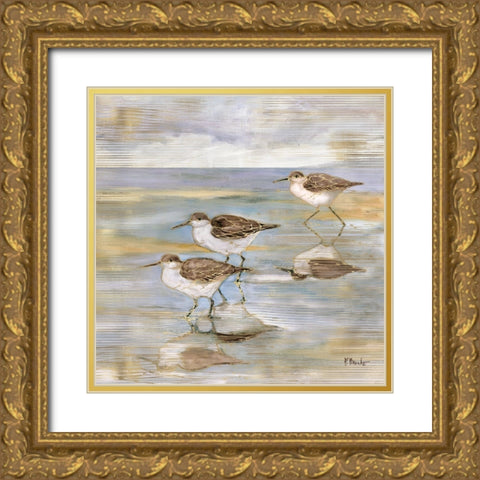 Golden Sandpipers II Gold Ornate Wood Framed Art Print with Double Matting by Brent, Paul