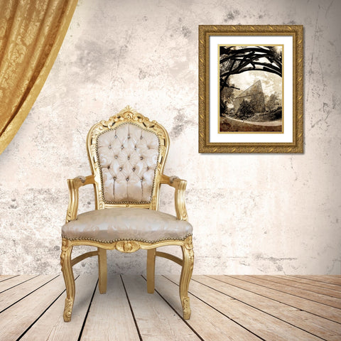 Aquarium Sun Grunge Gold Ornate Wood Framed Art Print with Double Matting by Lee, Rachel