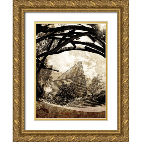 Aquarium Sun Grunge Gold Ornate Wood Framed Art Print with Double Matting by Lee, Rachel