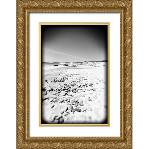 Beach 26 BW Holga Gold Ornate Wood Framed Art Print with Double Matting by Lee, Rachel