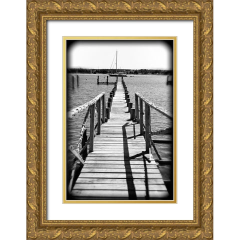 Beach 28 BW Holga Gold Ornate Wood Framed Art Print with Double Matting by Lee, Rachel