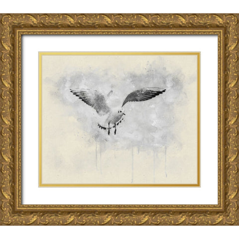 Bird 14 Watercolor Gold Ornate Wood Framed Art Print with Double Matting by Lee, Rachel