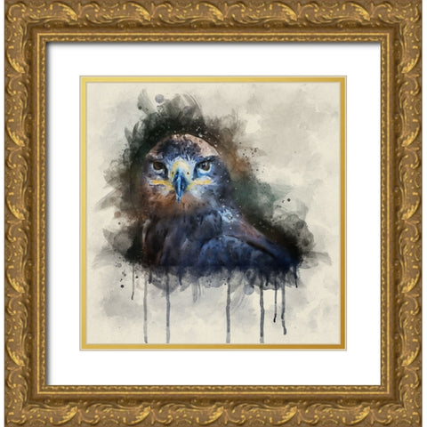 Bird 20 Watercolor Gold Ornate Wood Framed Art Print with Double Matting by Lee, Rachel