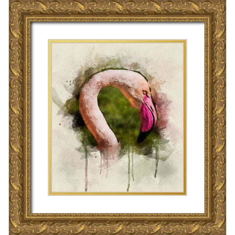 Bird 51 Watercolor Gold Ornate Wood Framed Art Print with Double Matting by Lee, Rachel