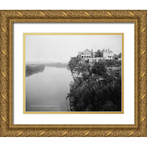 Bluffs of TN River Chattanooga 1917 Gold Ornate Wood Framed Art Print with Double Matting by Lee, Rachel