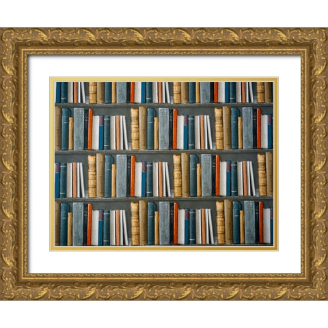 Bookshelf Gold Ornate Wood Framed Art Print with Double Matting by Lee, Rachel