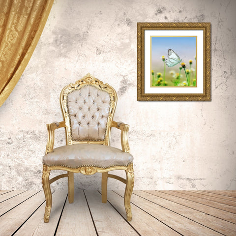 Butterfly 10 Dyptych Panel 1 Gold Ornate Wood Framed Art Print with Double Matting by Lee, Rachel