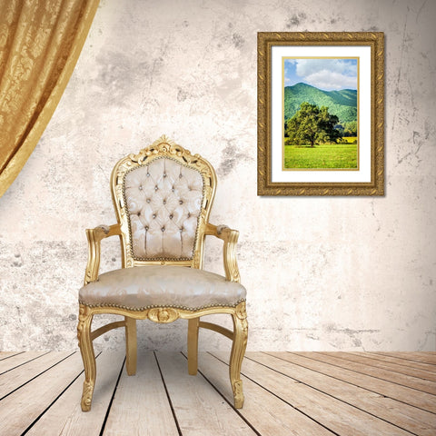 Cades Cove Tree Gold Ornate Wood Framed Art Print with Double Matting by Lee, Rachel