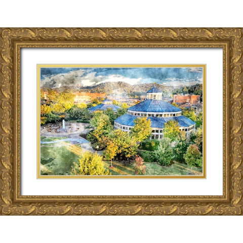 Carousel Watercolor Gold Ornate Wood Framed Art Print with Double Matting by Lee, Rachel
