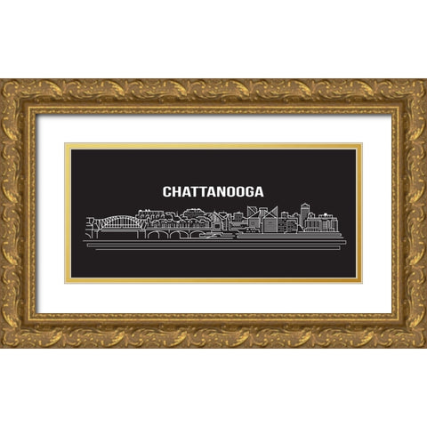 Chattanooga Abstract Drawing Gold Ornate Wood Framed Art Print with Double Matting by Lee, Rachel