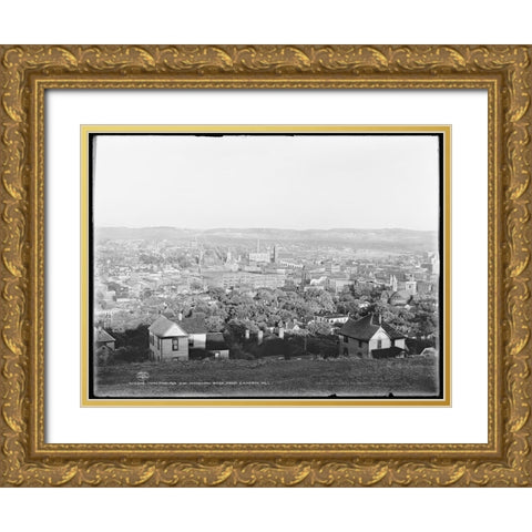 Chattanooga from Cameron Hill 1902 Gold Ornate Wood Framed Art Print with Double Matting by Lee, Rachel