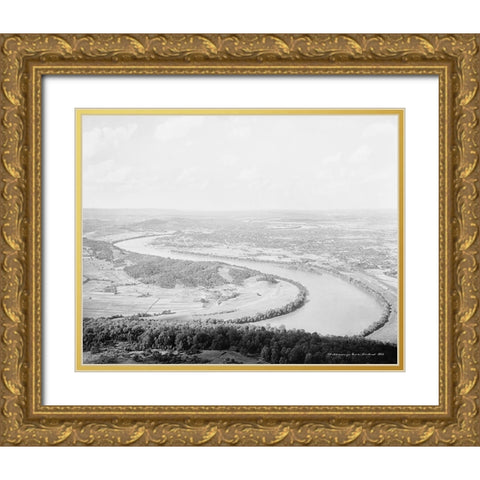 Chattanooga TN River from Lookout 1902 Gold Ornate Wood Framed Art Print with Double Matting by Lee, Rachel
