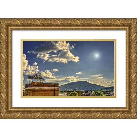 Choo Choo And Lookout Gold Ornate Wood Framed Art Print with Double Matting by Lee, Rachel