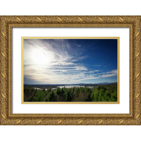 Clouds Trees Lake Gold Ornate Wood Framed Art Print with Double Matting by Lee, Rachel