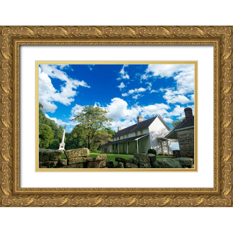 Craven House Gold Ornate Wood Framed Art Print with Double Matting by Lee, Rachel