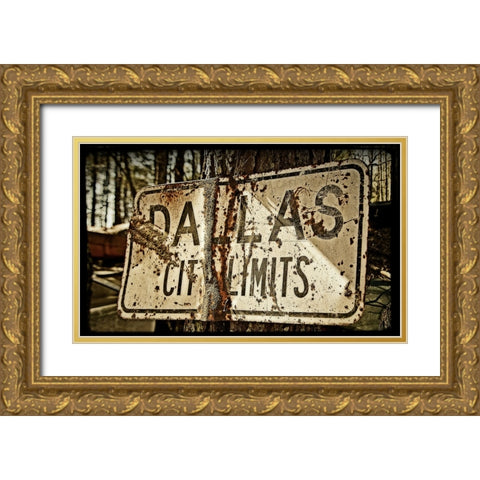 Dallas City Limits Gold Ornate Wood Framed Art Print with Double Matting by Lee, Rachel