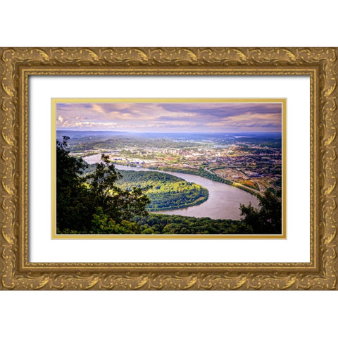 Downtown From Lookout 1 Gold Ornate Wood Framed Art Print with Double Matting by Lee, Rachel