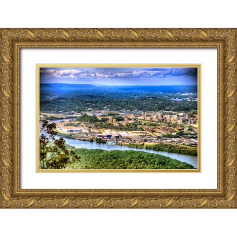 Downtown From Lookout 2 Gold Ornate Wood Framed Art Print with Double Matting by Lee, Rachel