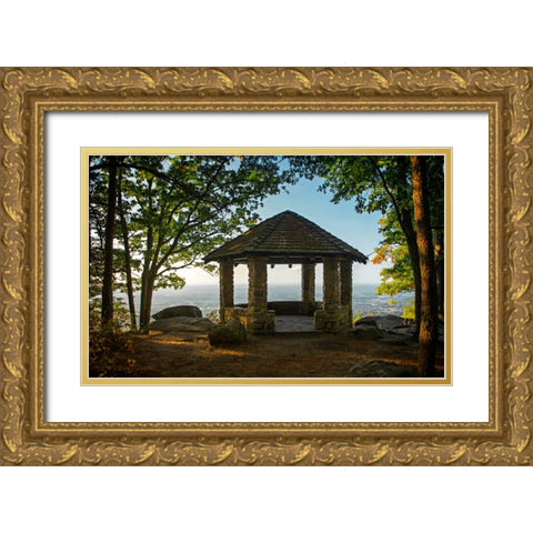 Fall Gazebo Overlook Gold Ornate Wood Framed Art Print with Double Matting by Lee, Rachel