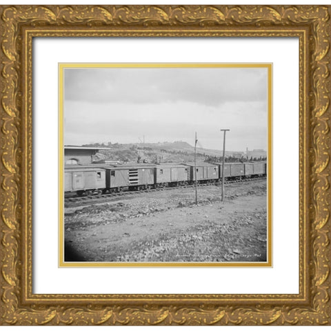Federal Calvary Train Boxcars Chattanooga 1863 Gold Ornate Wood Framed Art Print with Double Matting by Lee, Rachel