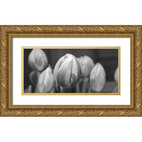 Flower 66 Grayscale Painting Gold Ornate Wood Framed Art Print with Double Matting by Lee, Rachel