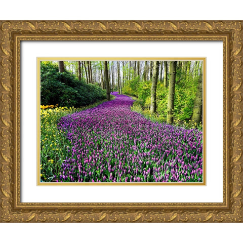 Flower 75 Gold Ornate Wood Framed Art Print with Double Matting by Lee, Rachel