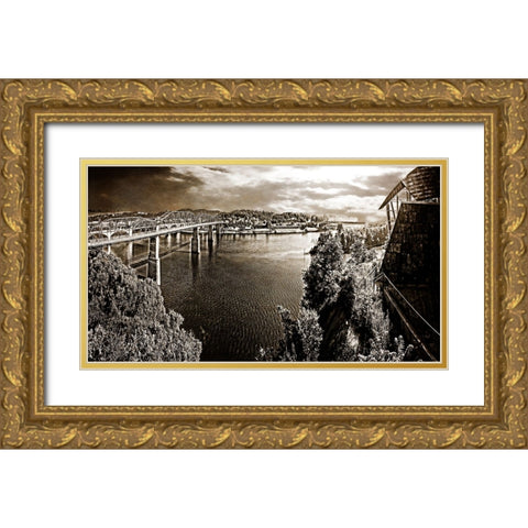 From Hunter North Pano Sepia Gold Ornate Wood Framed Art Print with Double Matting by Lee, Rachel